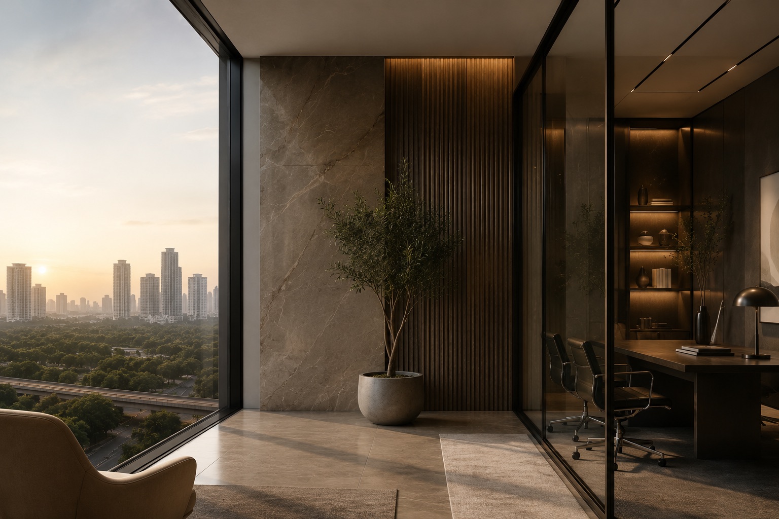 A Noida Invest advisory space overlooking the NCR skyline